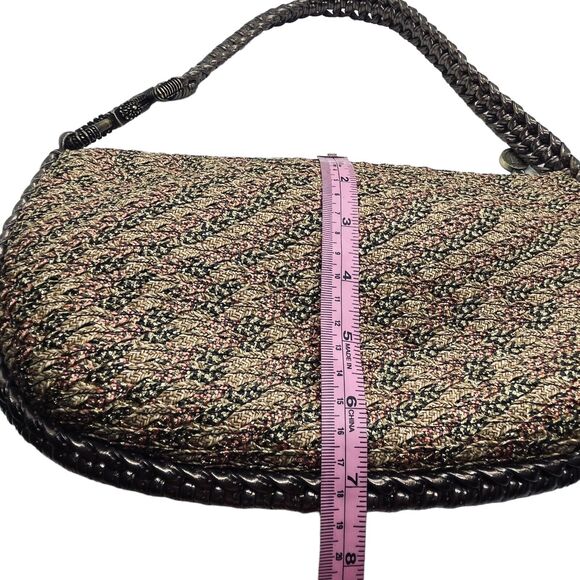 Eric Javits Shoulder Bag Squishee Woven Straw Braided Chain Strap Gold Multi - Picture 8 of 16